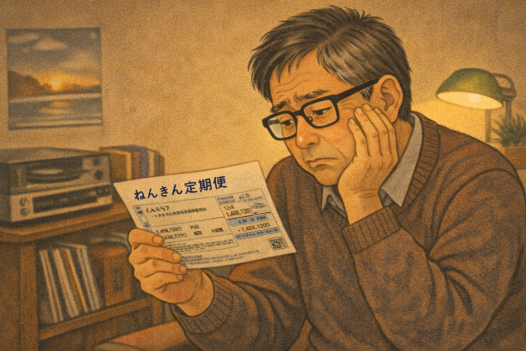 ねんきん定期便を見る50代の私