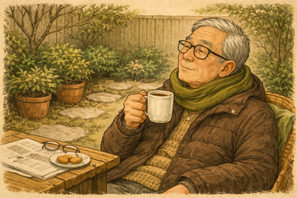 庭をみながらのコーヒー