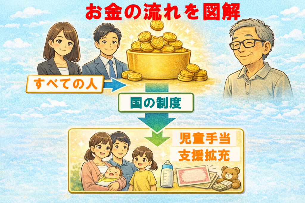 独身税の制度でのお金の流れ