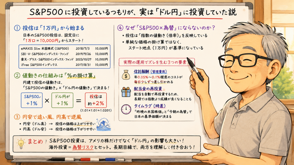 SP500のつもりがドル円に投資していた