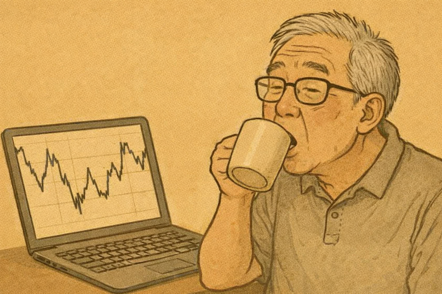 相場が荒れてもコーヒー飲んで