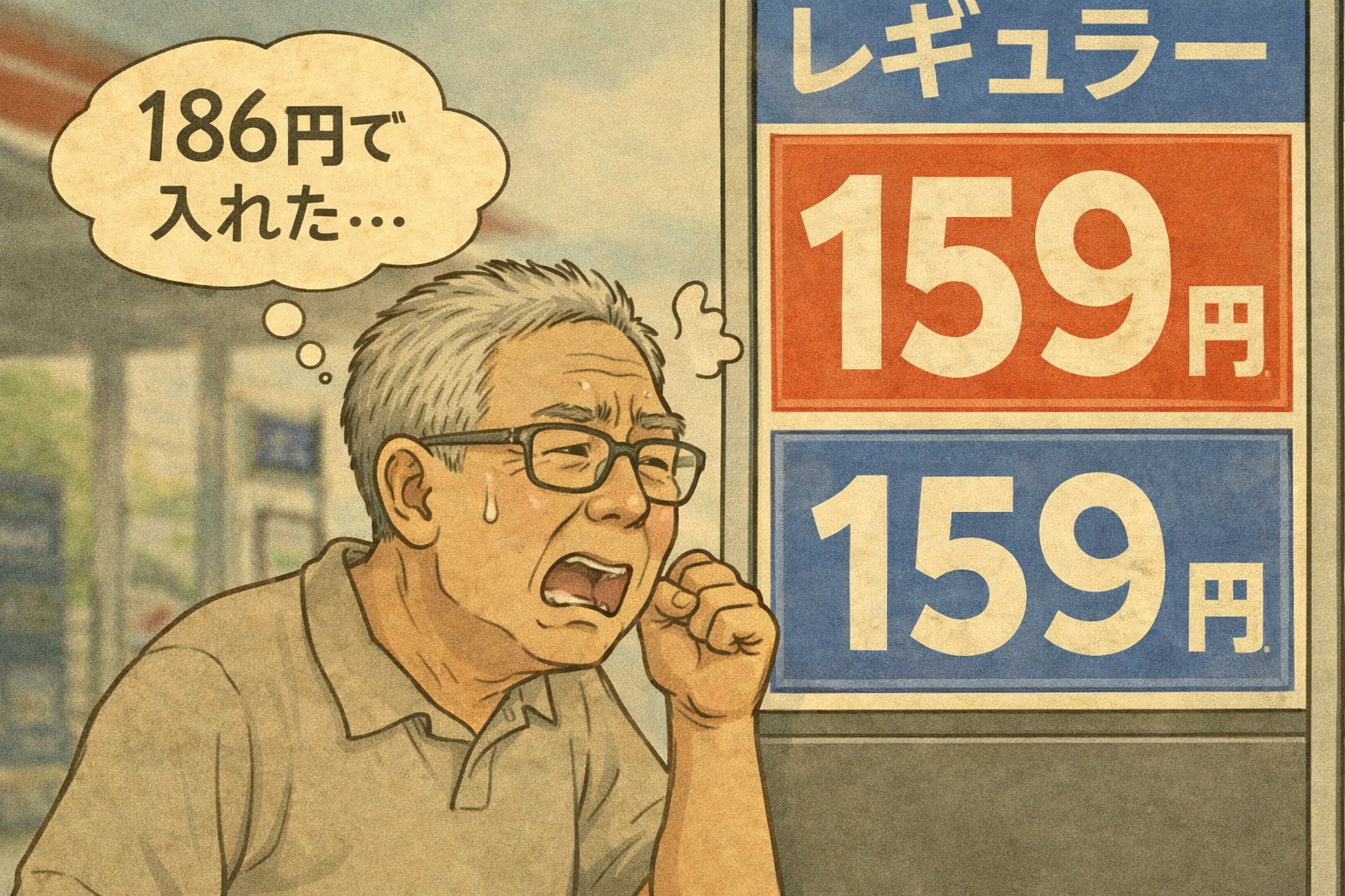 ガソリンを高い値段で入れた時のくやしさ