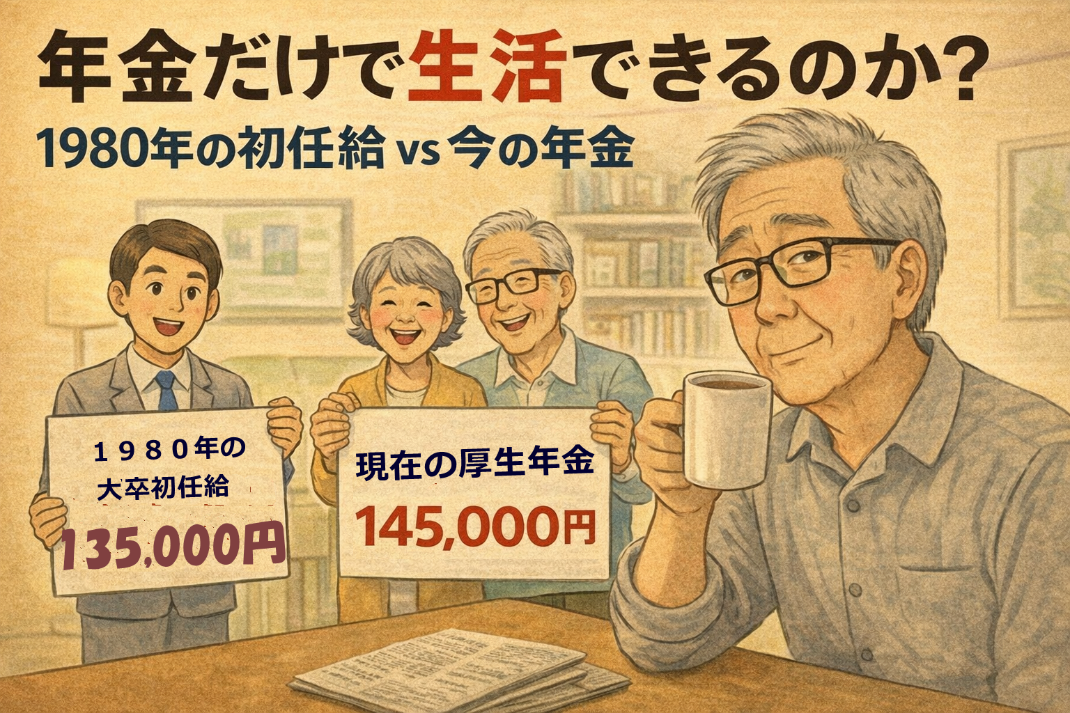 年金だけで生活できるのか1980年代初任給VS現在の年金
