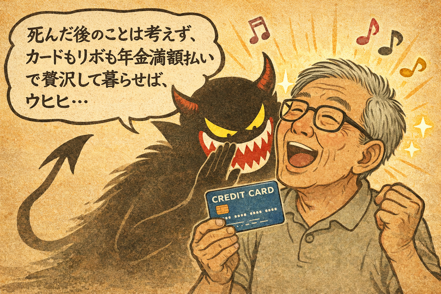悪魔の囁きと年金満額のリボ払いで楽しい暮らし