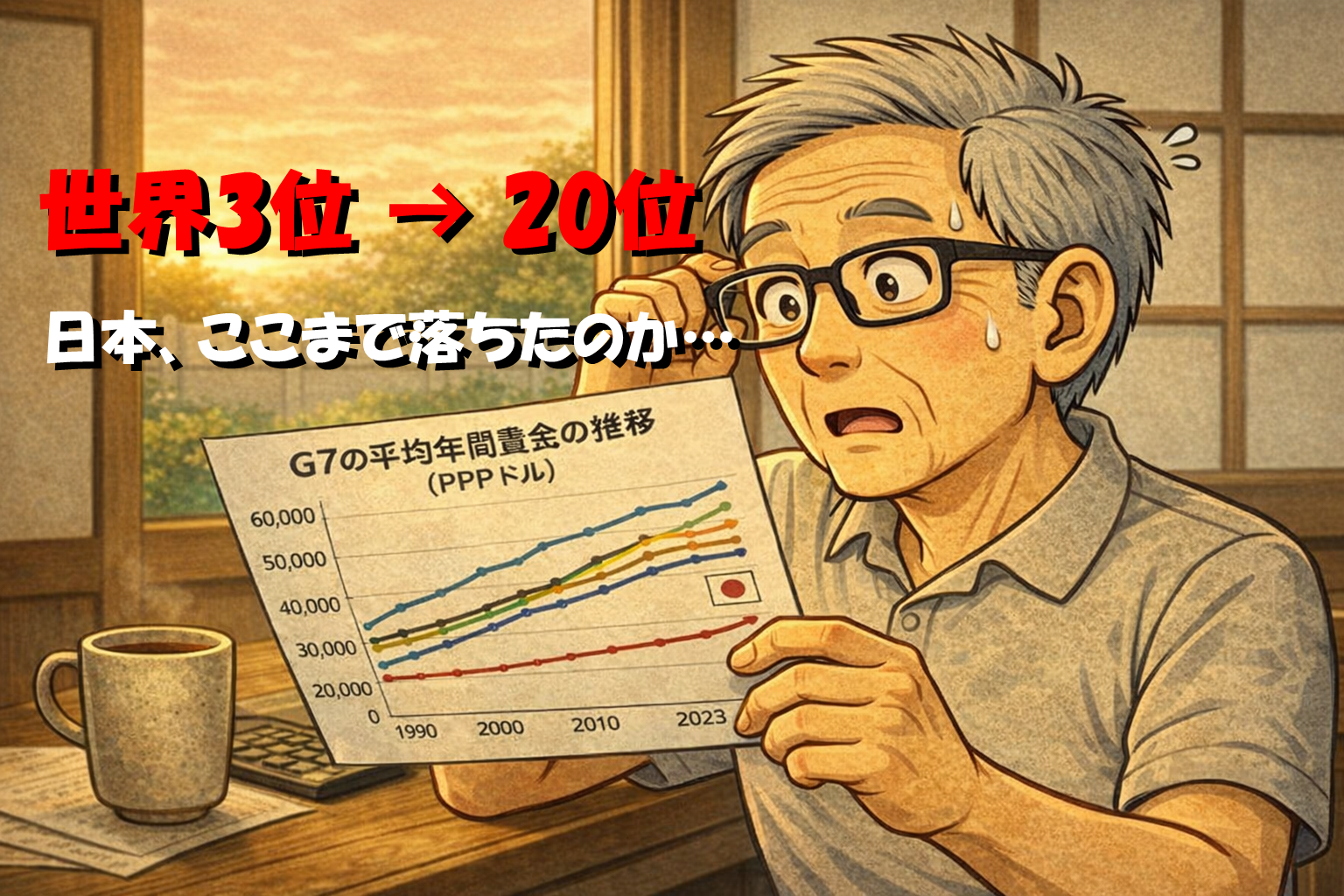 日本の賃金の停滞に驚く　世界3位 から20位　日本、ここまで落ちたのか