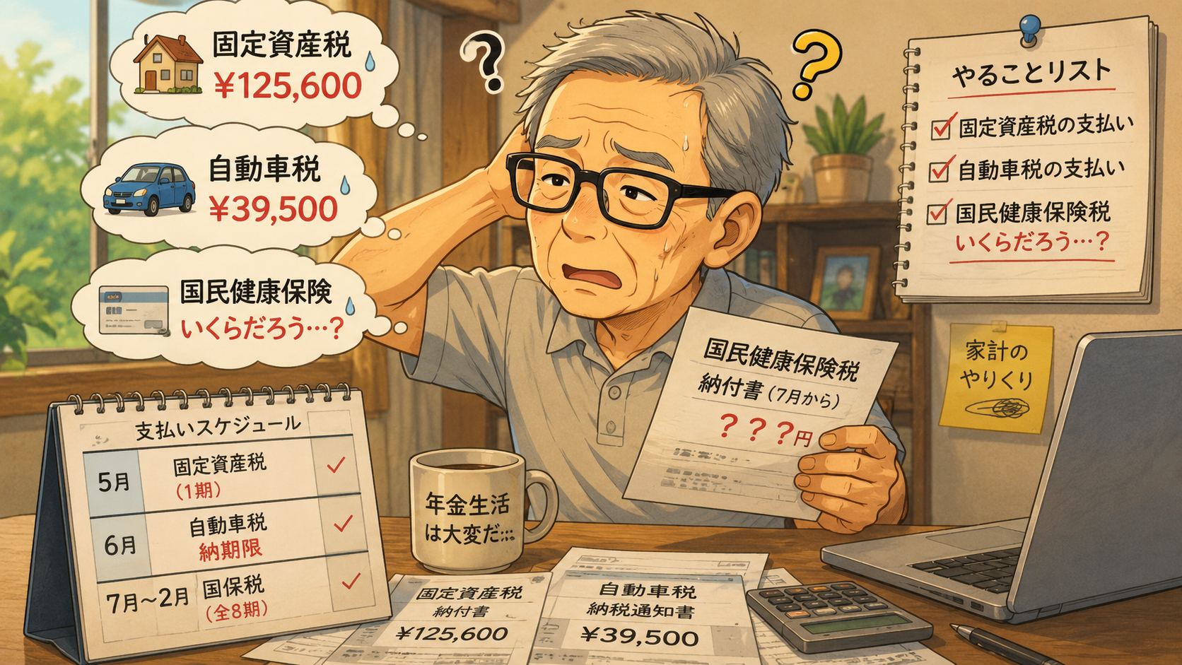 固定資産税、自動車税、国保の支払いに悩む