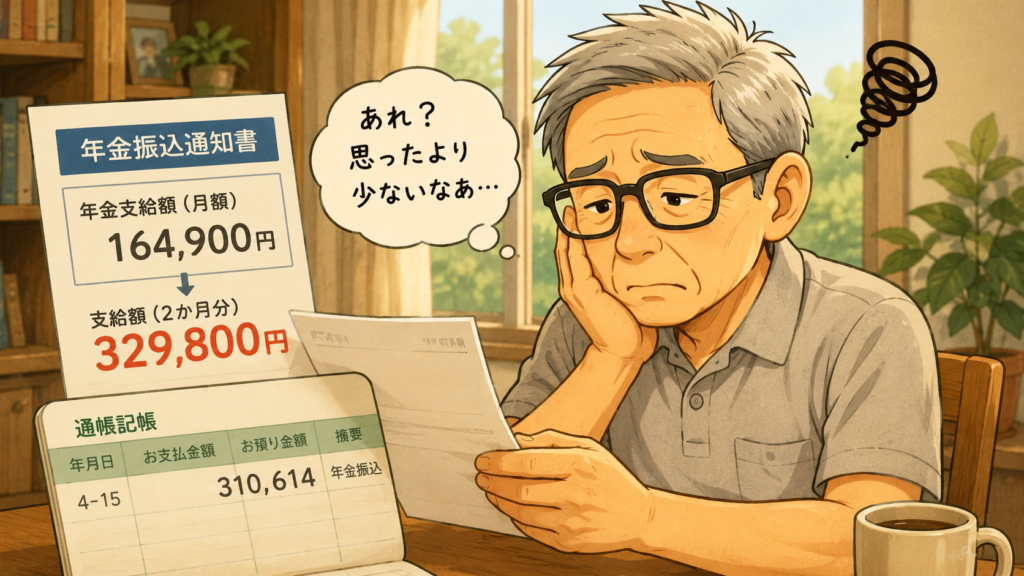 年金振込額が思ったより少ない