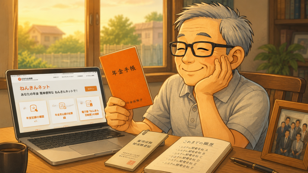 ねんきんネットと年金手帳を見て昔を懐かしむ