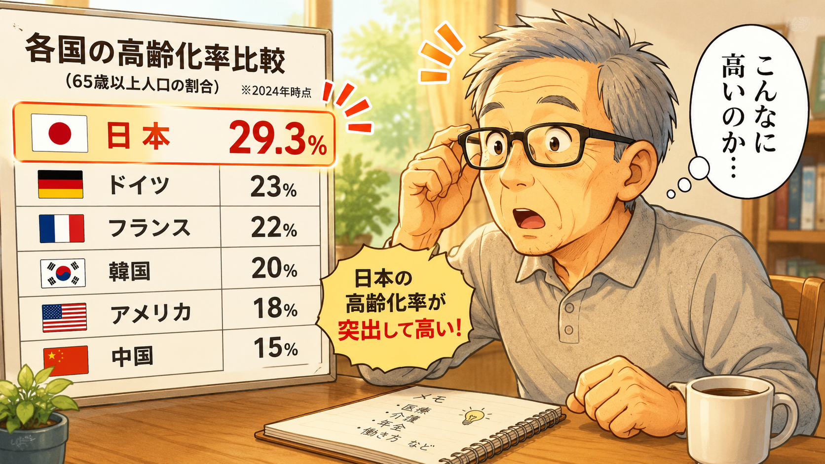 日本の高齢化率が突出して高い