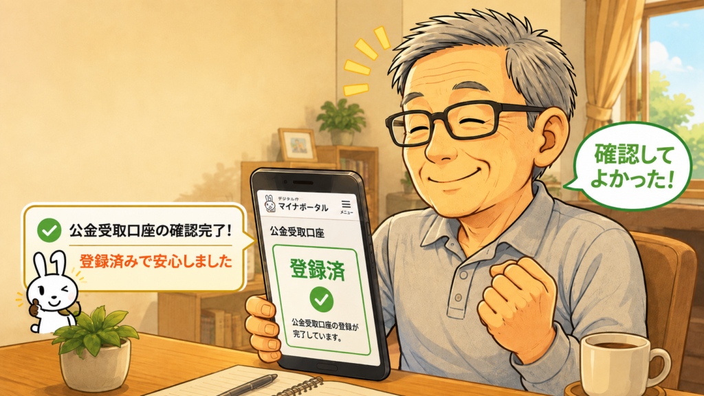 マイナポータルで公金受取口座の確認