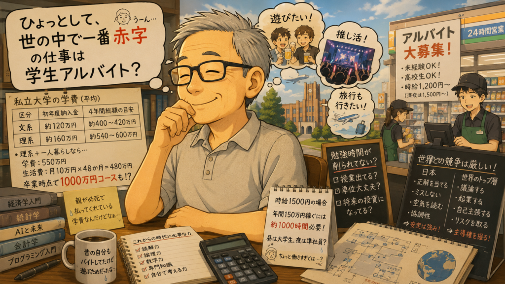 学生アルバイトは実質赤字
