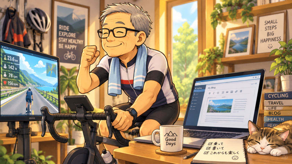 屋内サイクリングしながらブログも書いていきます