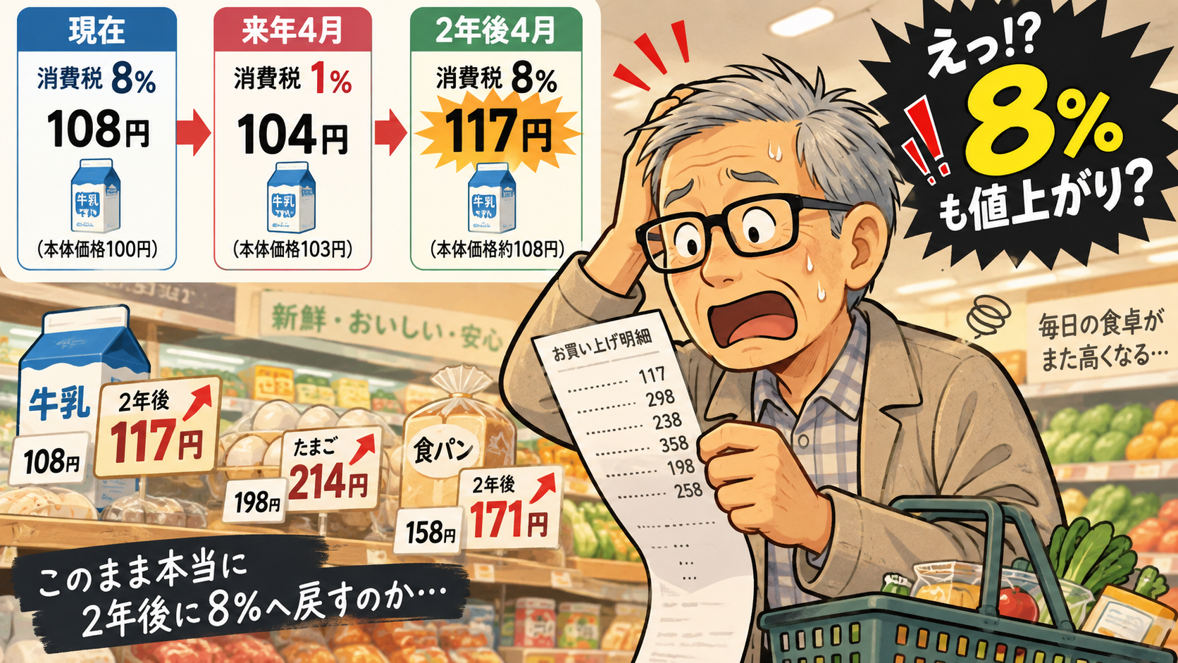 食品消費税が２年後の大幅値上げで驚くことに