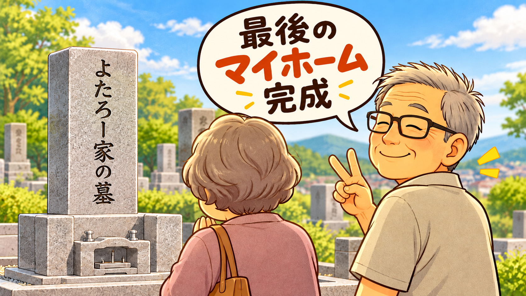 完成した終の住まいを祝う夫婦