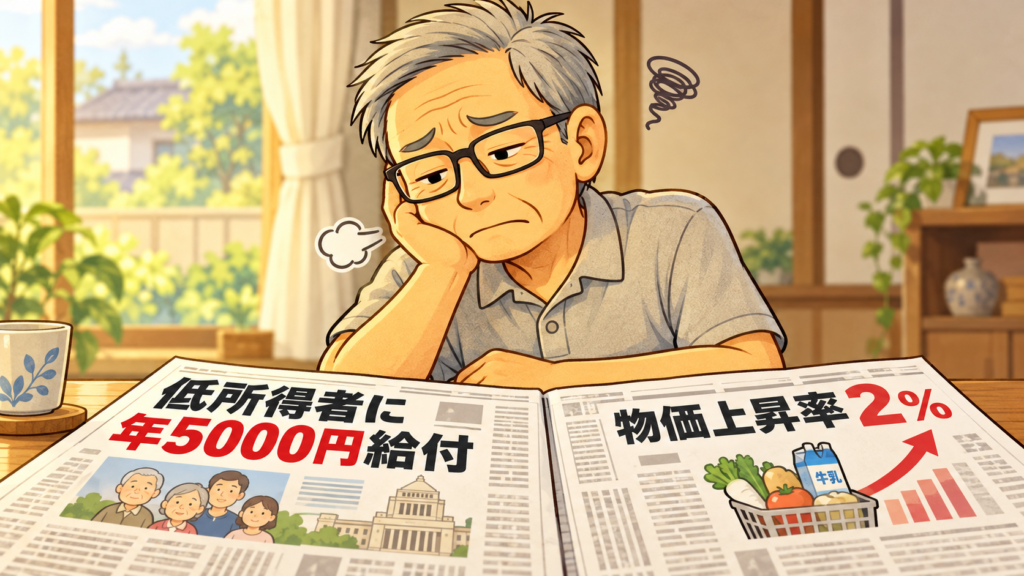 給付金1日14円と物価上昇率2%の記事になんだかなあ